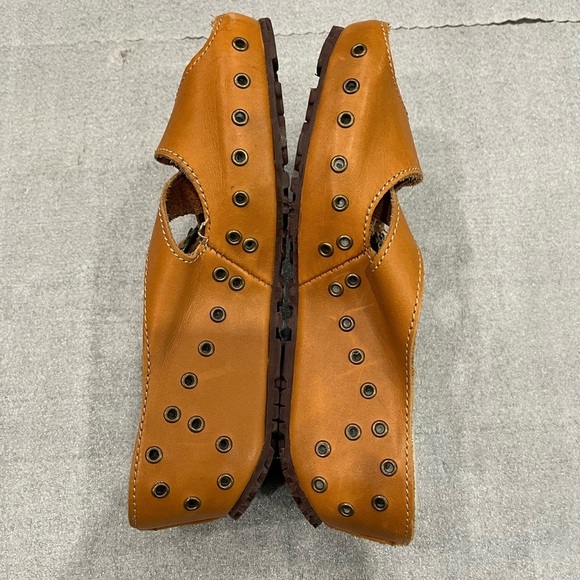 [36/US7]Fly London Brown Leather Wedge Sandals Buckle Stud Leather Wrap - Picture 2 of 6